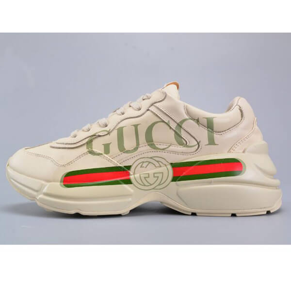 グッチ スニーカー コピー RHYTON VINTAGE ★グッチロゴ入りレザースニーカー パロディ 8041403