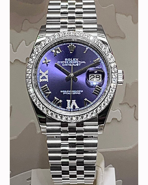 ロレックス デイトジャスト36 ベゼル/69ダイヤ/オーベルジーヌ ジュビリーブレス 126284RBR
