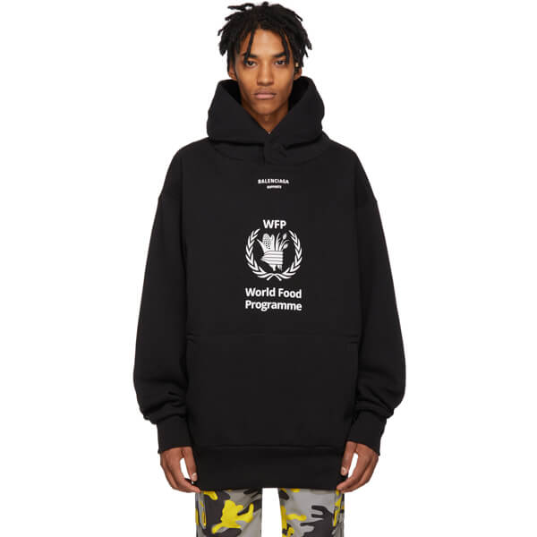 バレンシアガ 世界食糧計画PROGRAMME コットンフーディー ブラン ノワール 9071802