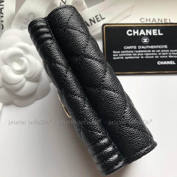 限定光沢黒 シャネル財布コピー キャビアxG金具 ナノウォレット BOY シャネル A84432