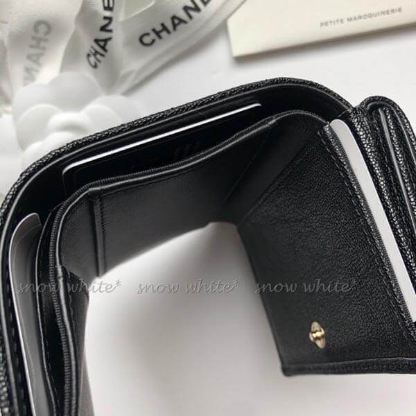 限定光沢黒 シャネル財布コピー キャビアxG金具 ナノウォレット BOY シャネル A84432