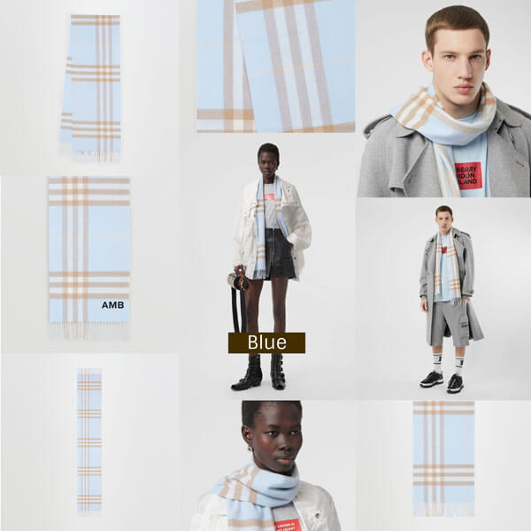 【バーバリー】マフラー チェック 16色展開 カシミヤ フリンジ 201020C07