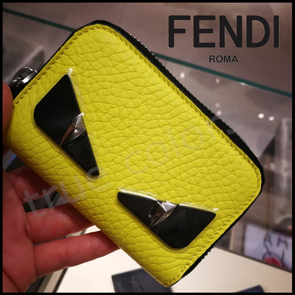 フェンディスーパーコピー 19Pre-Fallバッグバグズアイ 蛍光 イエローレザーミニ財布 7M0257A7TJF044V