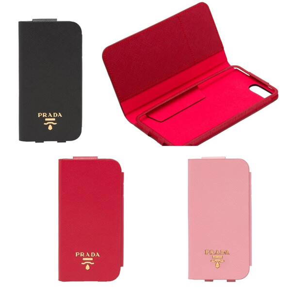 大人気！！プラダスーパーコピー サフィアーノレザー 手帳型 iPhone 7/8 ケースD1H0295