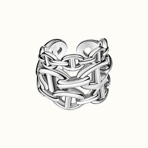 【佐々木希 愛用】エルメス シルバー リング 偽物 リング シェーヌダンク アンシェネ GM201120G197