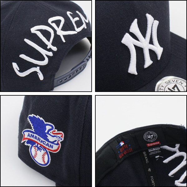 完売前に!47 キャップ 偽物★ニューヨークヤンキースキャップ偽物★シュプリーム x NY Yankees x 47 Brand 5-Panel Snapback Cap 紺20E21C3