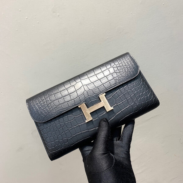 エルメスコピー コンスタンスロング ブラック クロコダイル アリゲーターマット ローズゴールド金具201116B1480910994
