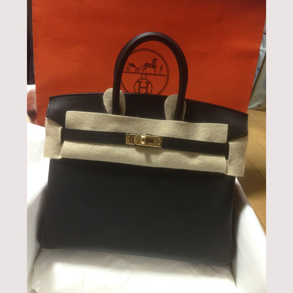 2021新作 大人気 エルメス バーキン25 偽物 黒 スイフト ゴールド金具 PK27