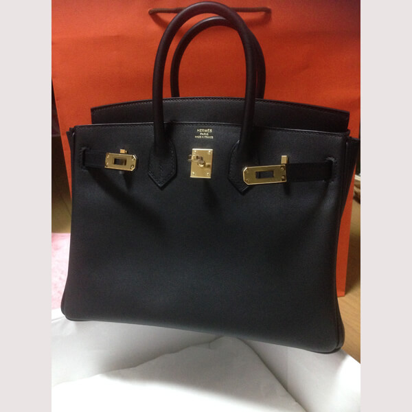 2021新作 大人気 エルメス バーキン25 偽物 黒 スイフト ゴールド金具 PK27