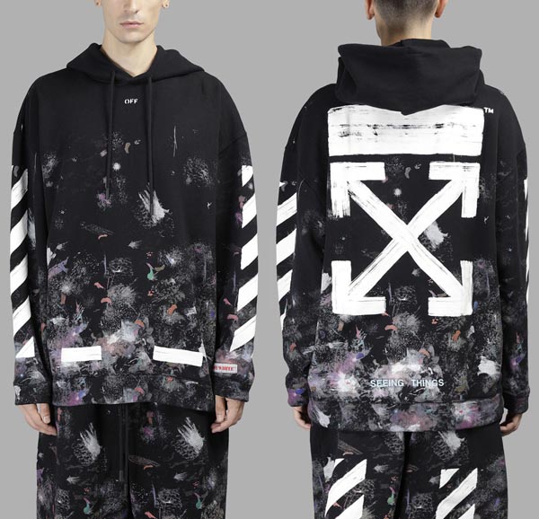 オフ ホワイトコピー パーカー 偽物 OFF WHITE 17FW DIAG GALAXY BRUSHED OVER 東京HOODIE PARKA 芸能人9MBA025R0