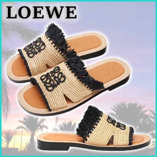★日本!!人気!◇ロエベ サンダル コピー◆アナグラムのラフィア フラットサンダル 21053101