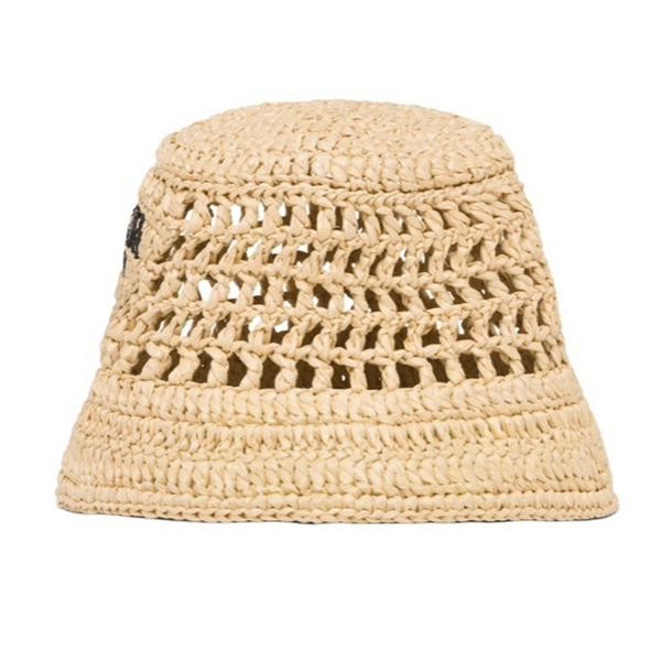 本田翼 着用☆プラダ ハット 偽物☆ラフィア バケットハット 1HC137_2A2T