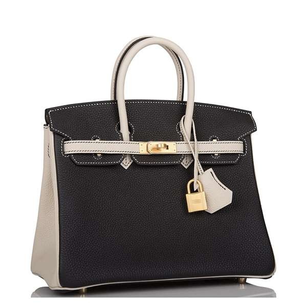 エルメス バーキン25 コピー◆Togo/トゴ(ブラック&クレ)ゴールド金具 21070615