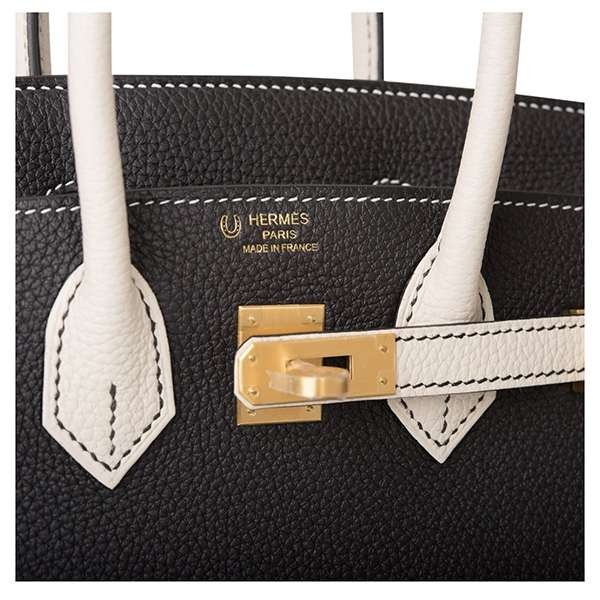 エルメス バーキン25 コピー◆Togo/トゴ(ブラック&クレ)ゴールド金具 21070615