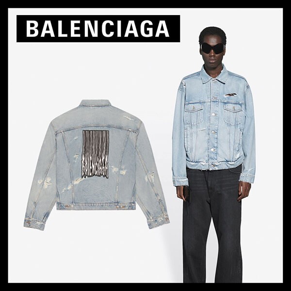 新作【バレンシアガ ジャケット コピー】21-22AW バーコード ロゴデニムジャケット 664329TBP488961