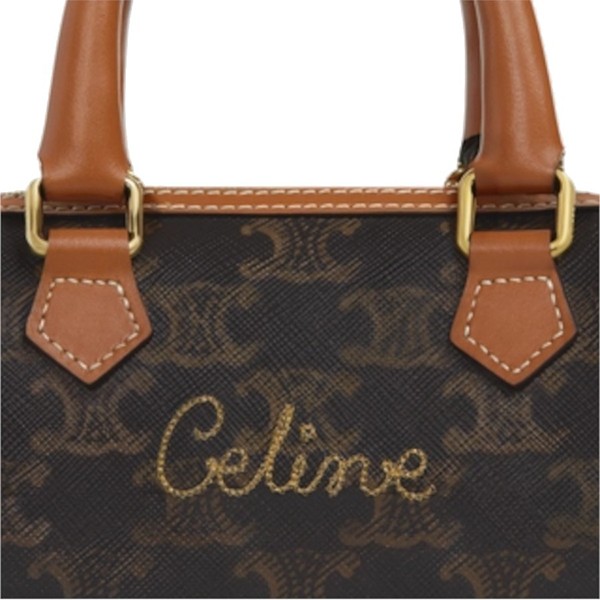 セリーヌ トリオンフ キャンバス ミニ ボストンバッグ 偽物 タン 196892DHX.04LU