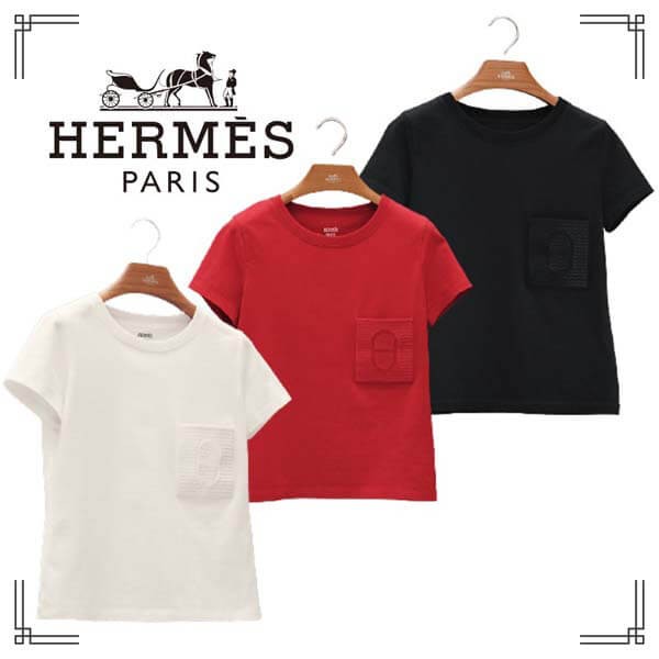 21AW 新作 エルメス Tシャツ 偽物★エンブロイダリー ポケット Tシャツ H1H4600D29036