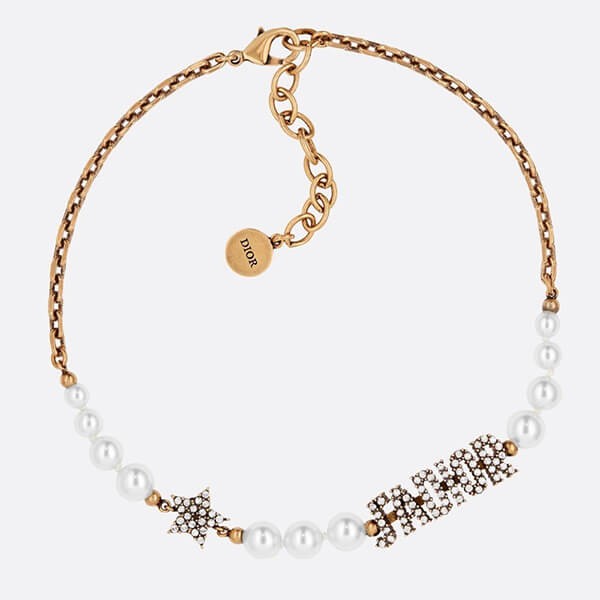 人気☆ディオール ネックレス 偽物☆ホワイトレジンビーズ&クリスタル チョーカー N1113ADRCY_D908