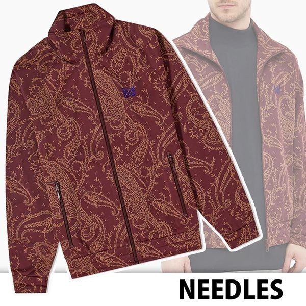NEEDLES コピー ペイズリー柄 ロゴ刺繍入りトラックジャケット 赤系 22030803