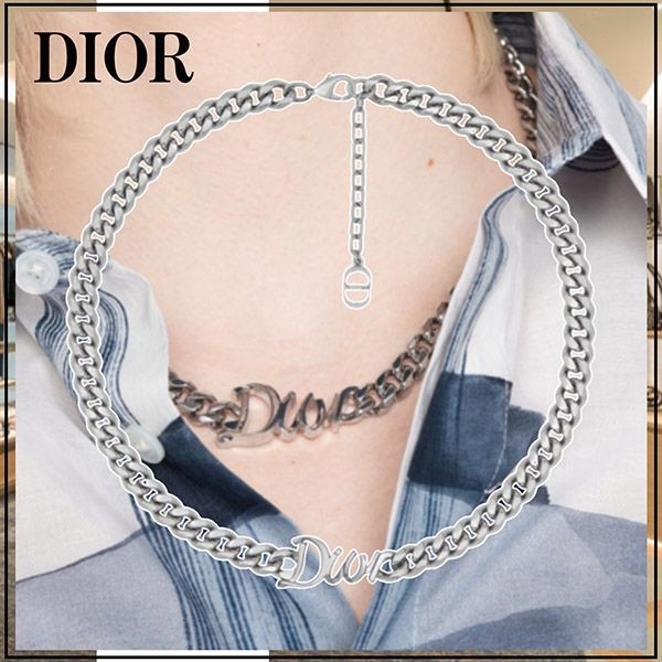 即発♪【ディオール】喜平ネックレス 偽物 真鍮 シルバートーン N1874HOMMT_D000