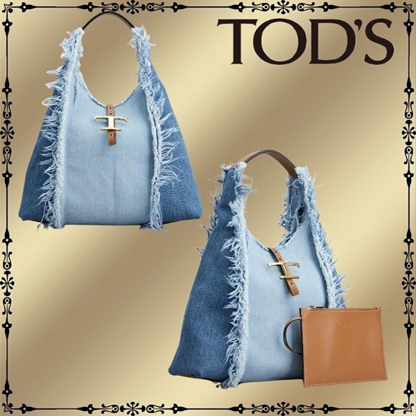 お洒落で可愛い【TODS コピー】T タイムレス デニム＆レザー ホーボー XBWTSBEW3L0RMBZZEU