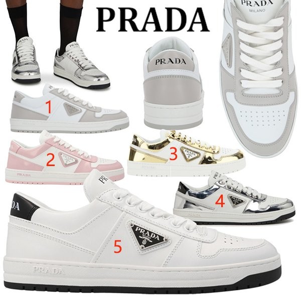 【新デザイン】プラダ ダウンタウン 偽物トライアングルロゴ レースアップ スニーカー 1E792MF0303L