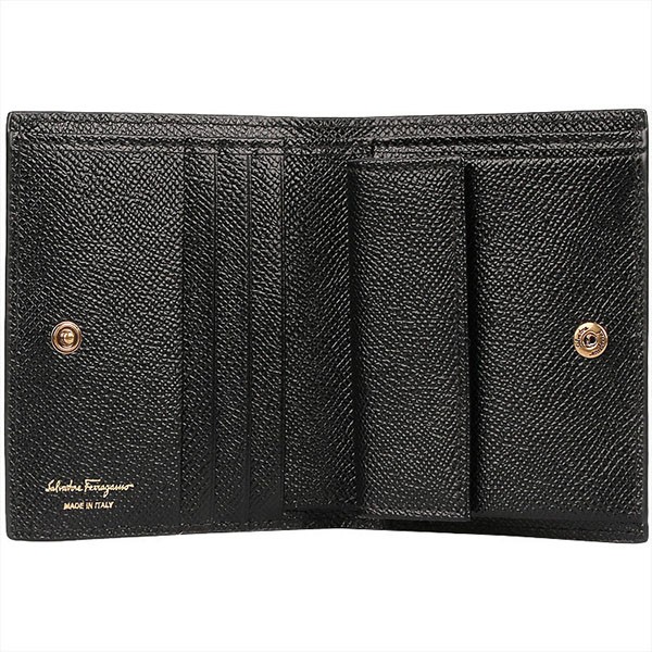 【即発】《フェラガモ 偽物》 22D780 726512 GANCINI コンパクト ウォレット