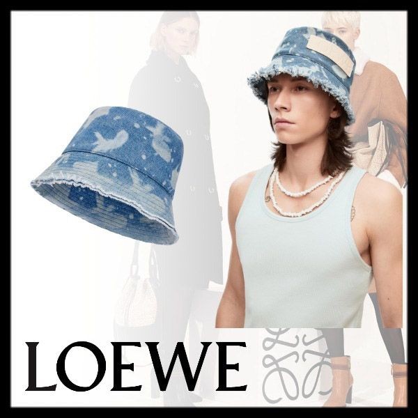ロエベ フィッシュ バケットハット 偽物 デニム K820HB1X55