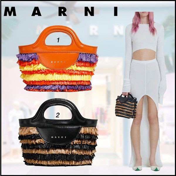 稀少マルニ コピー ロゴ トロピカリア フリンジ マイクロ バッグ 2色 P5353ZO524