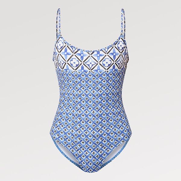 先取り!ルイヴィトン 水着 ブルー ワンピース フラワータイル 偽物 1ABQ0B