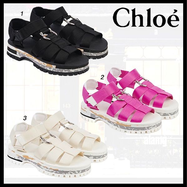 【最終セール価格！】クロエ nikie ニキー ロゴ アクティブフラットサンダル コピー 3色 CHC23U849DG001