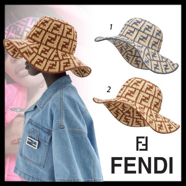 芸能人愛用フェンディ FFモチーフ マルチカラーラフィアハット 偽物 2色 FXQ326APE8F0FL5​