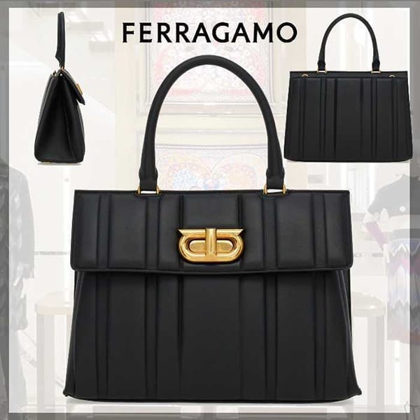 フェラガモ 偽物 トップハンドル キルティング カーフ ロゴ 214969 765628