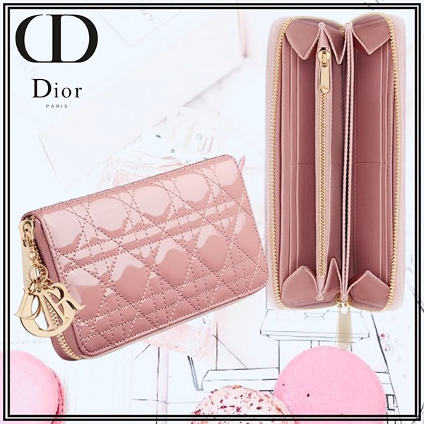 争奪戦☆レディディオール パテント ラウンドジップ 長財布 偽物 S0007OVRB_M77P