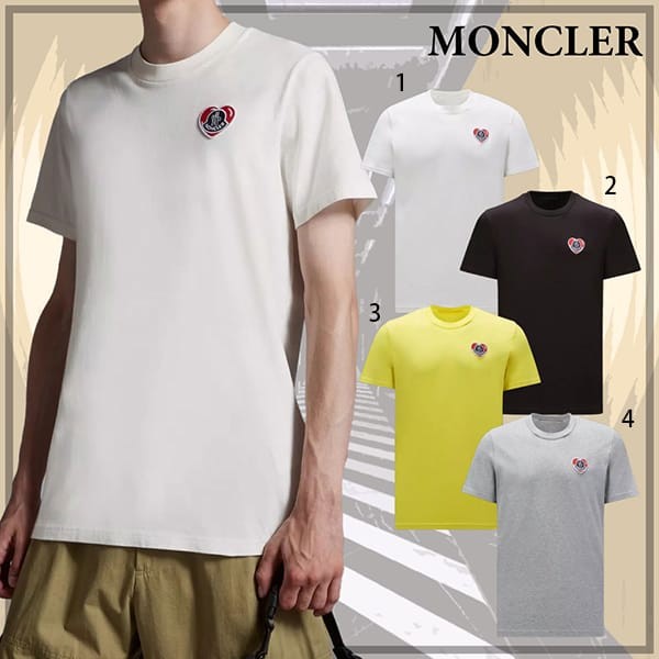 定番モンクレール ハート 刺繍ロゴパッチ コットンTシャツ コピー 4色 I20918C000418390T034