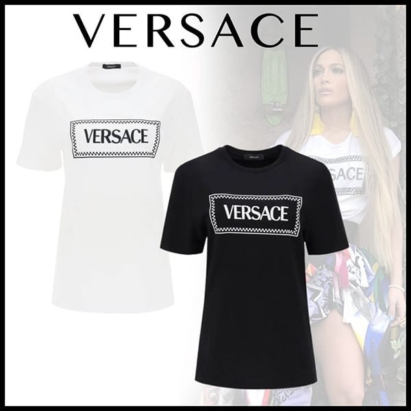 【新デザイン】ヴェルサーチ ロゴ 刺繍 Tシャツ スーパーコピー 2色