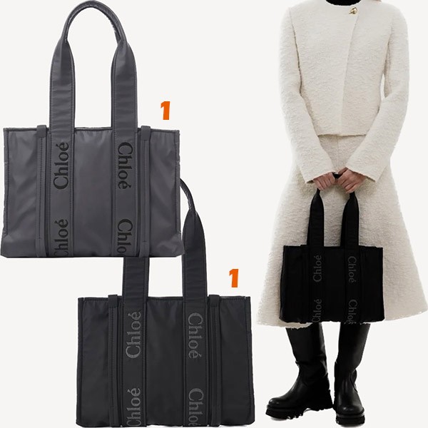 送料込追跡有クロエ woody 偽物 ウッディ ナイロン ミディアムトートバッグ 2色CHC23WS383L41001