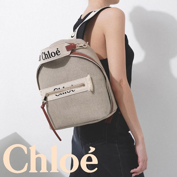 新作クロエ Woody 偽物 リネンキャンバス バックパック CHC23AS379L0627S