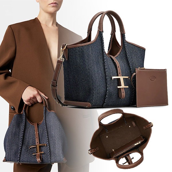 可愛いトッズ T タイムレス デニム ショッピング バッグ 偽物 XBWTSBAM1