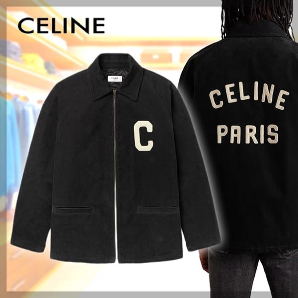 【セールで奇跡の入荷！】セリーヌ ロゴパッチ付きコットンコーデュロイジャケット 偽物 2Q772580W.07IN