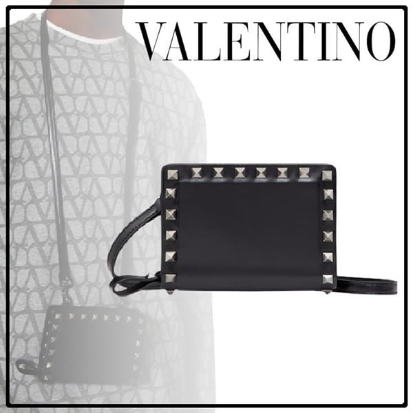 【かわいくて上品♪】ヴァレンティノ 偽物 ロックスタッズ カーフスキン ネックウォレット YP0U62ACV_0NO