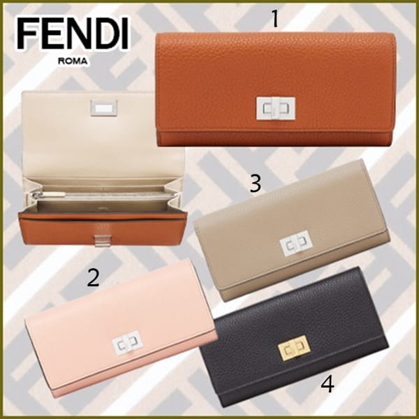 ☆超人気☆フェンディ ピーカブー コンチネンタル レザー ウォレット 偽物 4色 8M0427A91BF11IE