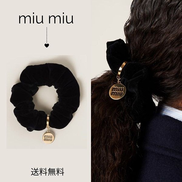 2024SS【ミュウミュウ】シュシュ／ベルベット／ゴールド／チャーム 5IF063_068_F0002