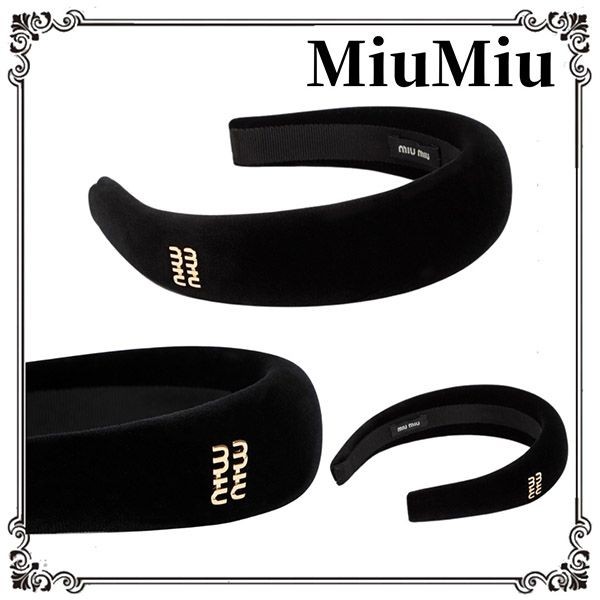 【セールで奇跡の入荷！】ミュウミュウ*シンプルロゴビジュー付きカチューシャ 5IH025 _068_F0002