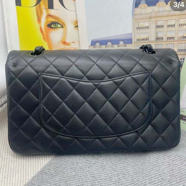 シャネル チェーンショルダーバッグ マトラッセ25 ココマーク カーフレザー ダブルチェーン A01112 黒