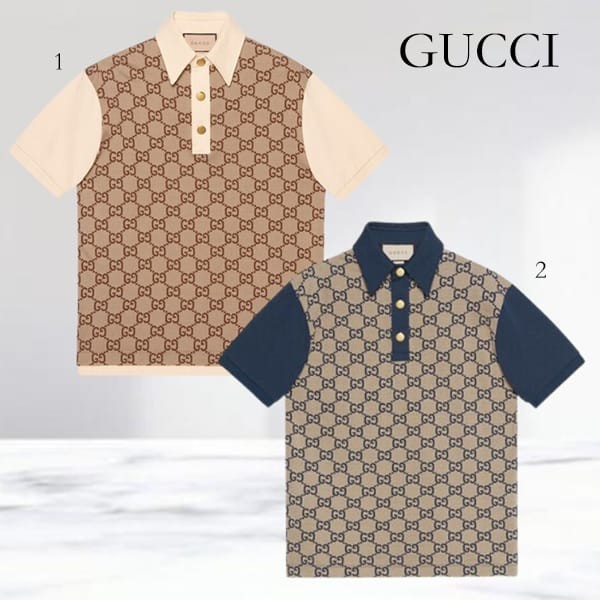注目!グッチ 偽物 シルクコットン ポロシャツ 2色 682015 XJD1F 2480