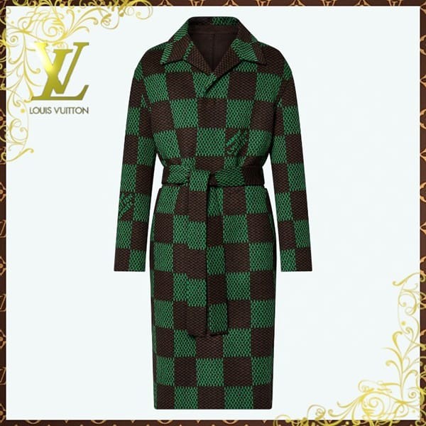 【限定大特価！】ルイヴィトン メンズ ダミエ ウールブレンド 偽物 コート 1AFHYH