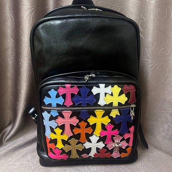 クロムハーツ 7TH GRADE 偽物マルチセメタリークロスパッチ付き レザーリュック マルチ030822