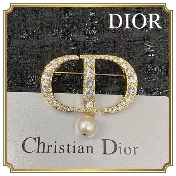 (セールで破格)ディオール PETIT CD ブローチ メタル・クリスタル V0716PTCCY_D301