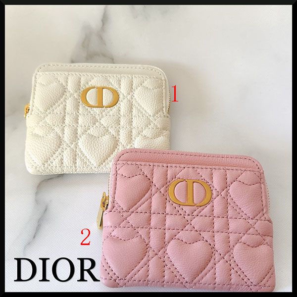 特別価格！ディオール CARO LAVENDER ウォレット 偽物 ハート ミニ財布 S5177UNID